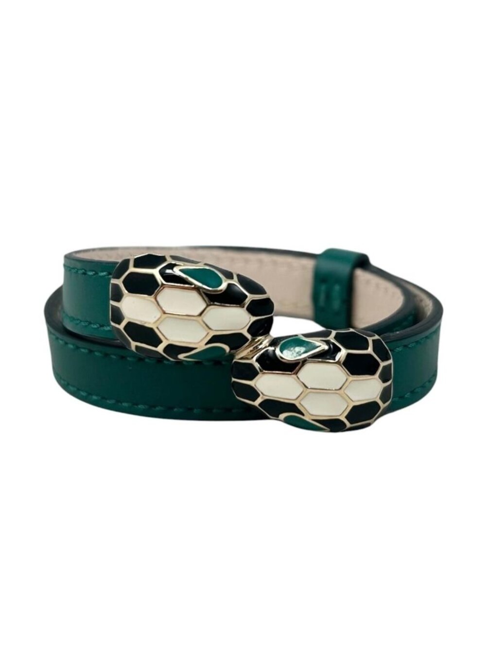 Bvlgari Bracelet Serpenti Forever Calf Leather Snakehead Emerald Green Gold